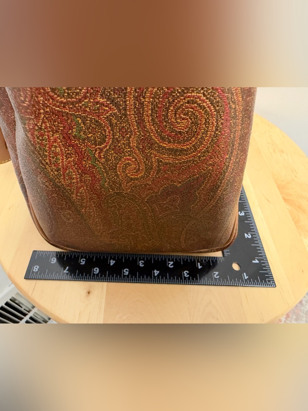 Etro Multicolor Paisley Bag with Tan Leather Trim - Picture 7 of 8